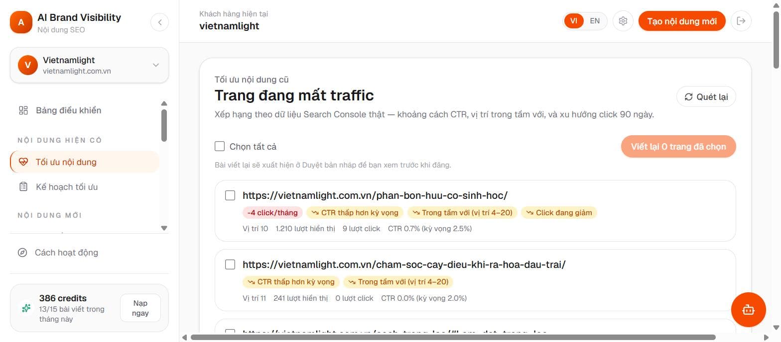 Tối ưu nội dung cũ
